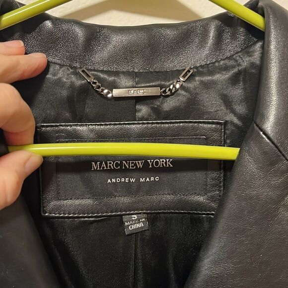 BEAUTIFUL WOMEN’S LONG BLACK LEATHER MARC NEW YORK ANDREW MARC COAT/TRENCH SMALL - Picture 2 of 8